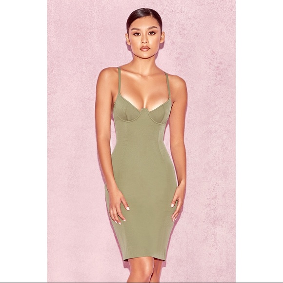 House of CB Mallory Khaki Underwired Bustier Dress